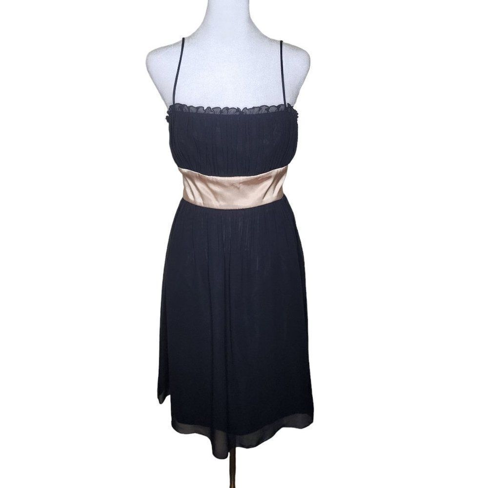Vintage 90s Babydoll Cocktail Dress Spaghetti Straps Womens Size 8 Black Grunge